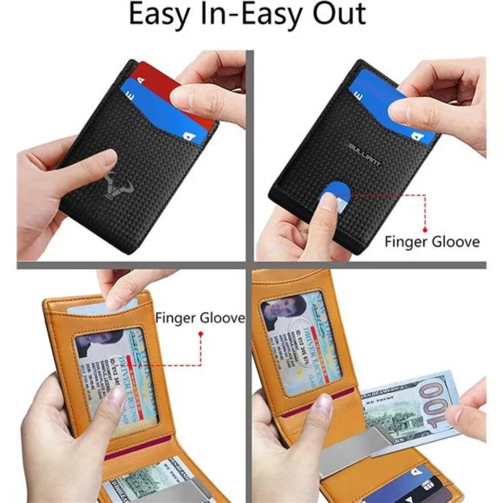 Men's Slim Wallet Money Clip Front Pocket Wallet 8 Cards, Black